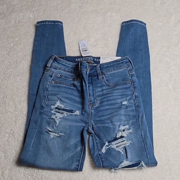 373 NWT AE Next Level Patched High-Waisted Jegging Size 2 Regular - Picture 4 of 10